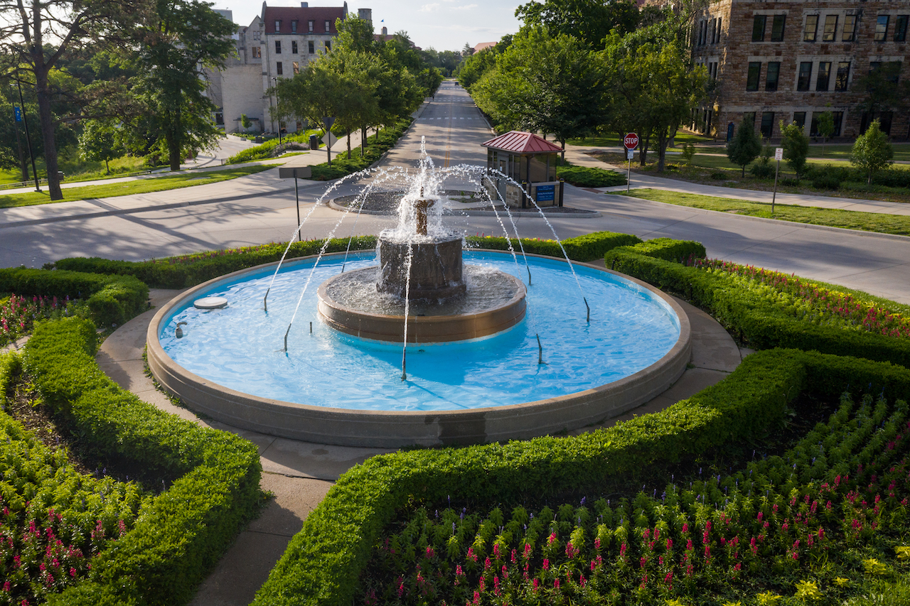 Chi Omega fountain on campus